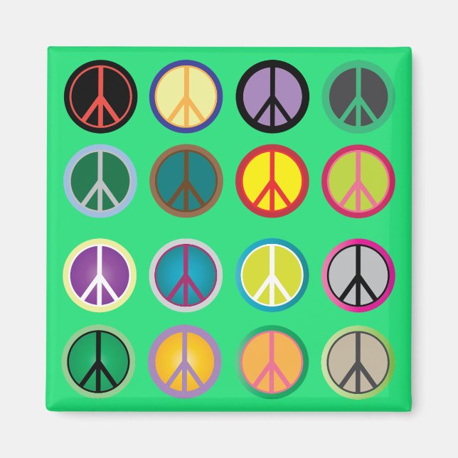 Hippy peace sign 60s colorful pattern magnet (Front)