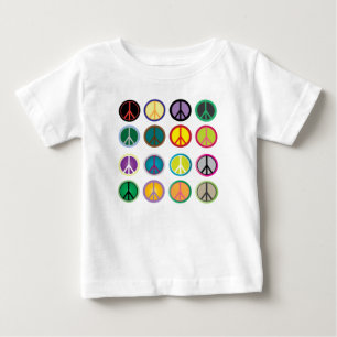 Hippy peace sign 60s colourful pattern baby T-Shirt