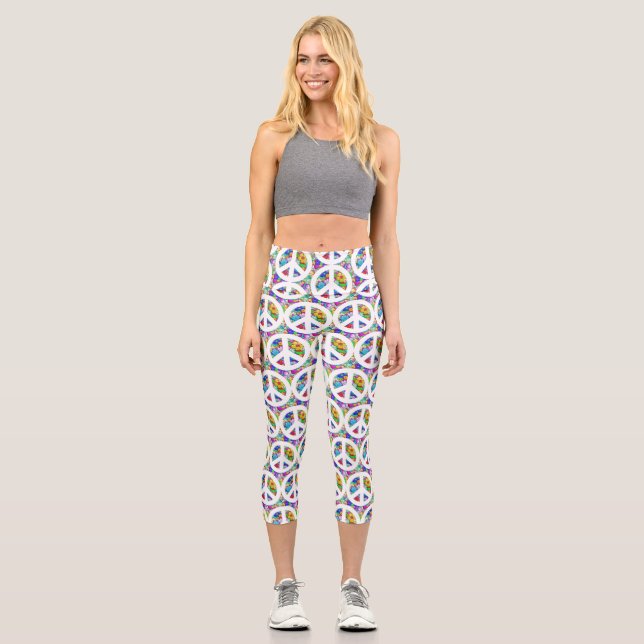 Hippy peace sign capri leggings (Front)