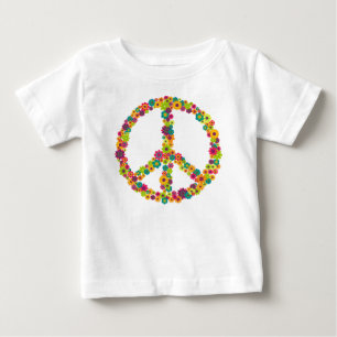 Hippy peace sign flowers baby T-Shirt