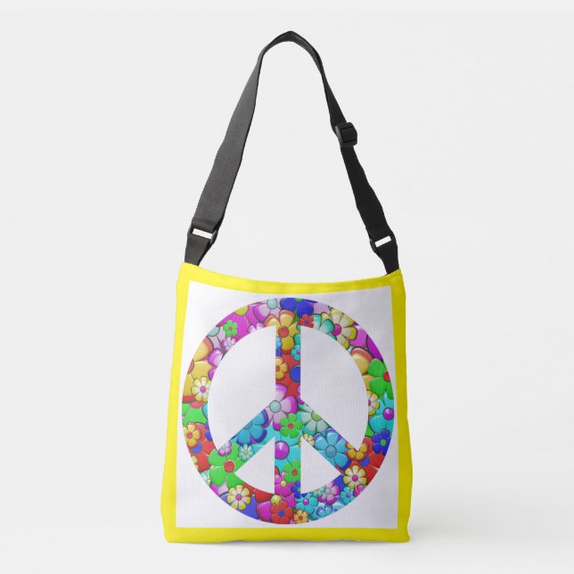 Hippy peace signTote Crossbody Bag (Front)