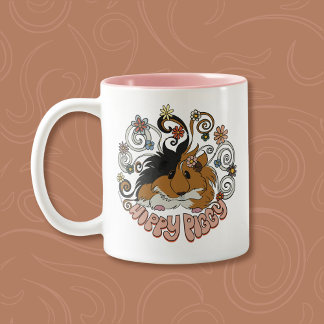Hippy Piggy - Cute Guinea Pig Illustration Two-Tone Coffee Mug