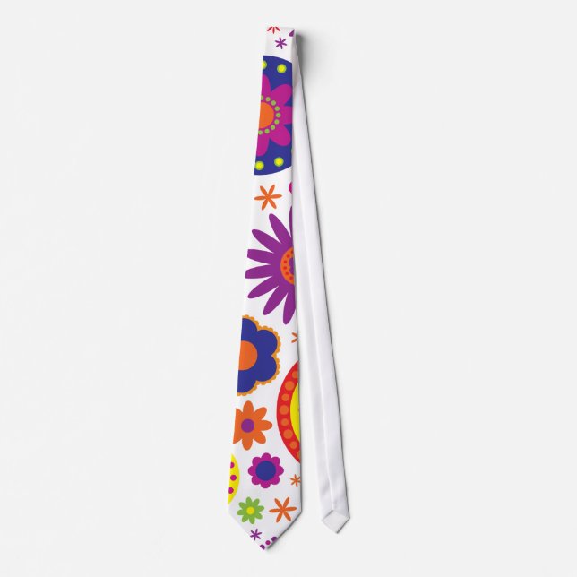 Hippy Rainbow Flowers Tie (Front)