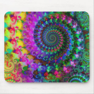 Hippy Rainbow Fractal Pattern Mouse Mat