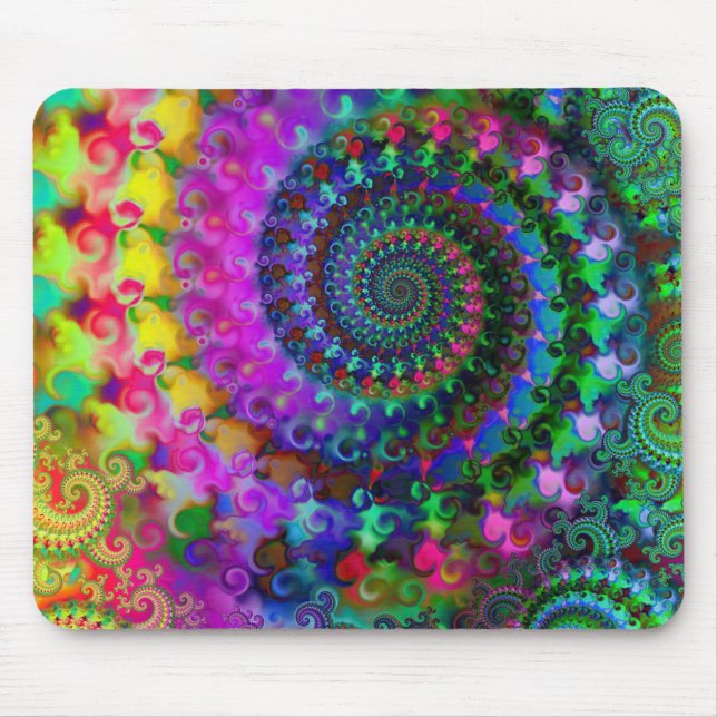 Hippy Rainbow Fractal Pattern Mouse Mat (Front)