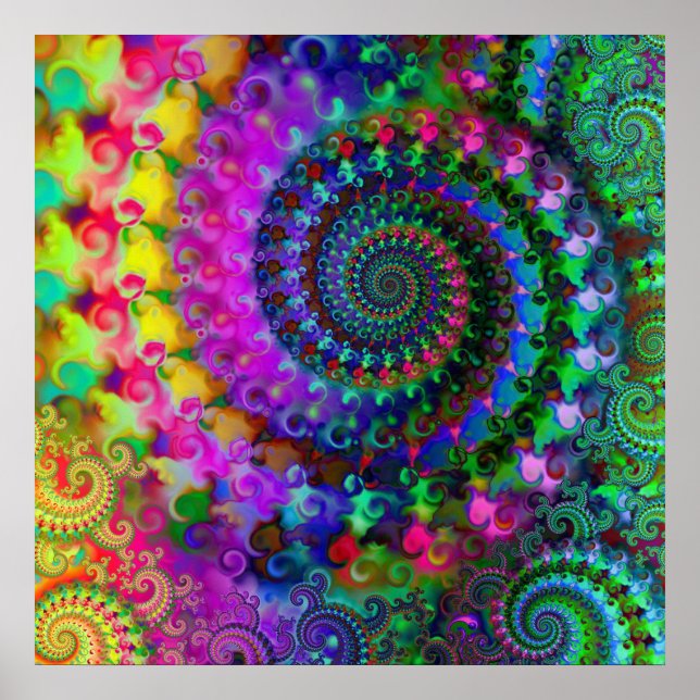 Hippy Rainbow Fractal Pattern Poster (Front)