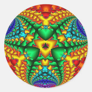 Hippy Rainbow Psychedelic Fractal Classic Round Sticker