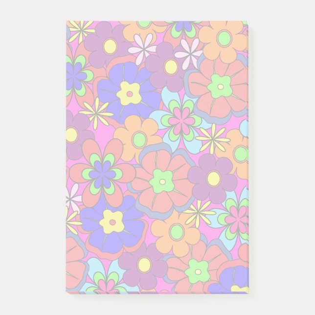 Hippy Retro Flowers Post-it Notes (Front)