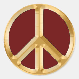 Hippy, Retro Peace Symbol - No More War Theme Classic Round Sticker