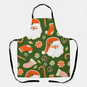 Hippy Santa and candy cane pattern Apron