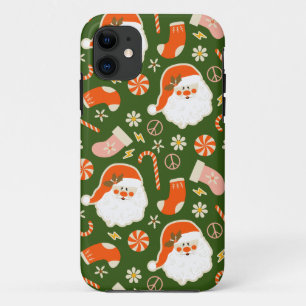 Hippy Santa and candy cane pattern  iPhone 11 Case
