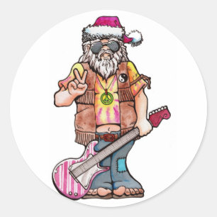 Hippy Santa says "Cool Yule" Classic Round Sticker