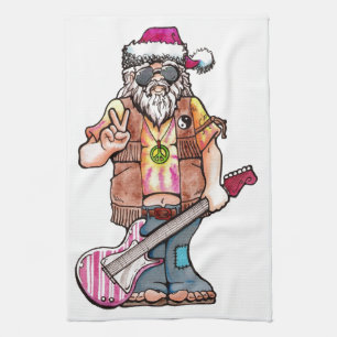 Hippy Santa says "Cool Yule" Tea Towel