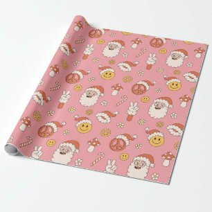 Hippy Santa Xmas Funny Wrapping Paper
