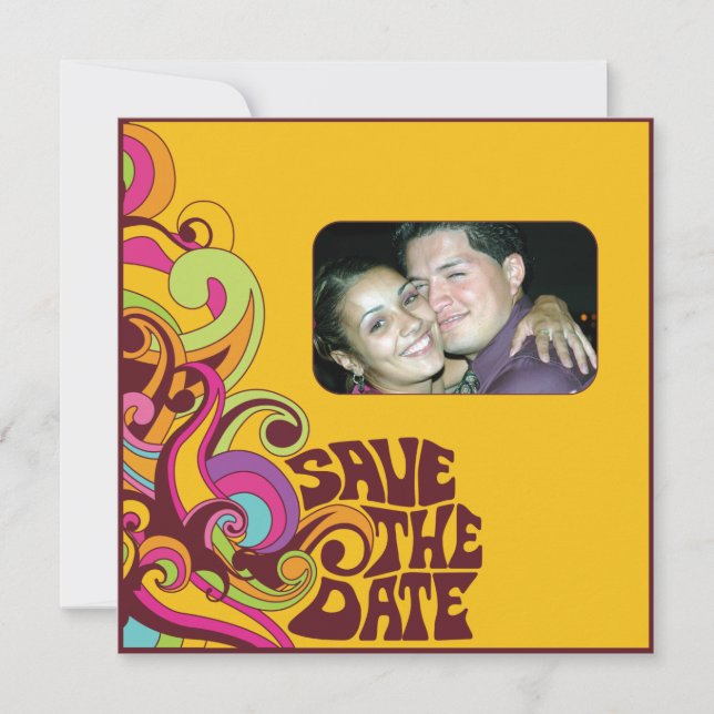 Hippy Save the Date Photo Invitation (Front)