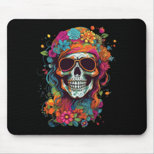 Hippy Skull Groovy Halloween Graphic Women Teens G Mouse Mat