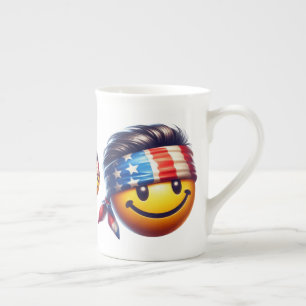 Hippy Smiley Face Bone China Mug