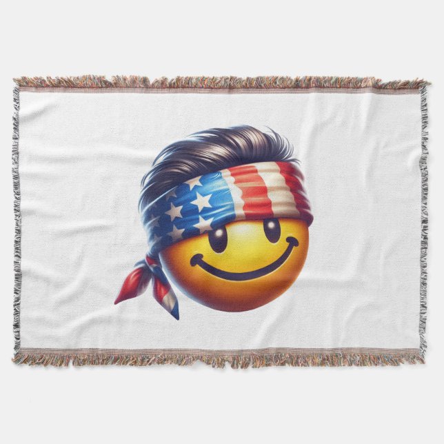 Hippy Smiley Face Throw Blanket (Front)
