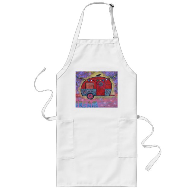 Hippy Teardrop Trailer Camper Apron with Raven (Front)