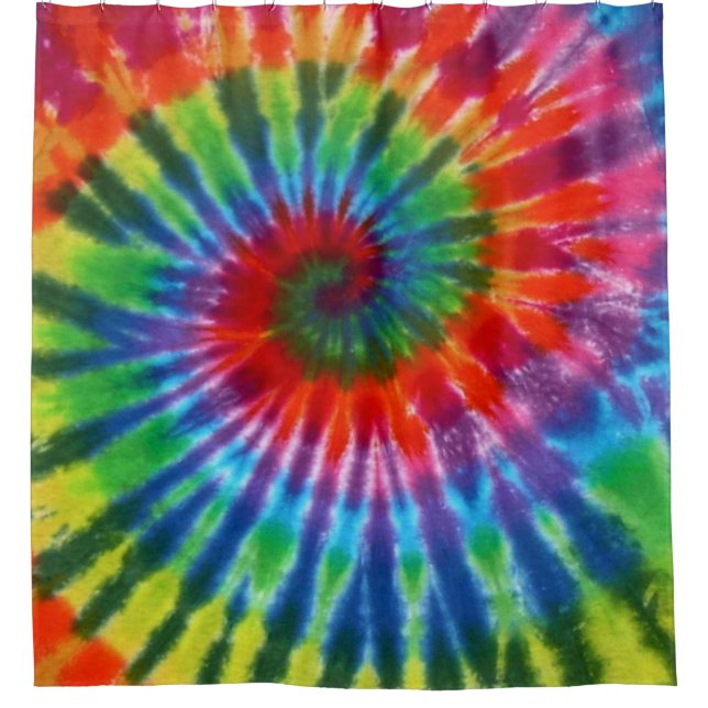 Hippy Tie Dye 60s Retro Colourful Boho Shower Curtain (Front)
