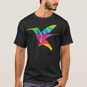 Hippy Trippy Tie Dye Hummingbird Bird Watching Art T-Shirt
