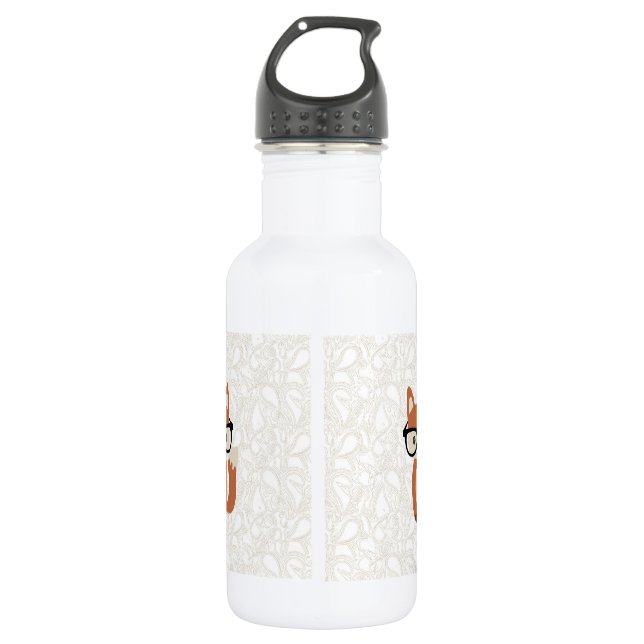 Hipster Baby Fox w/Glasses 532 Ml Water Bottle (Front)