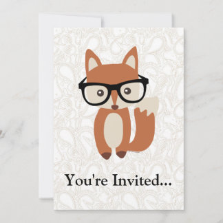 Hipster Baby Fox w/Glasses Invitation