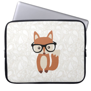 Hipster Baby Fox w/Glasses Laptop Sleeve
