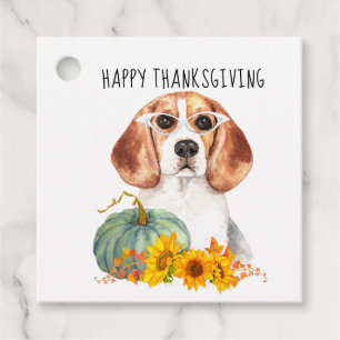 Hipster Beagle Customisable Thanksgiving Favour Tags