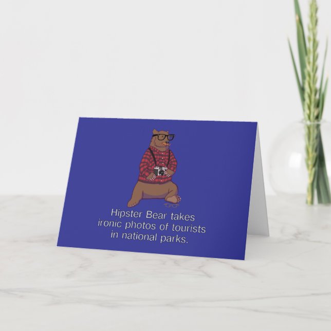 Hipster Bear Note Card (Front)