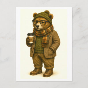 Hipster Bear Postcard