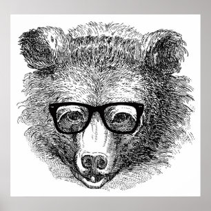 Hipster Bear Poster