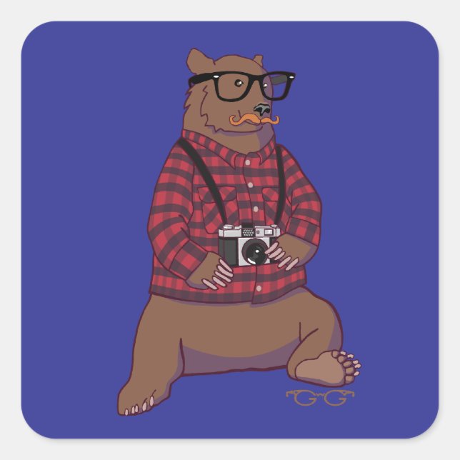 Hipster Bear Stickers (without text) (Front)