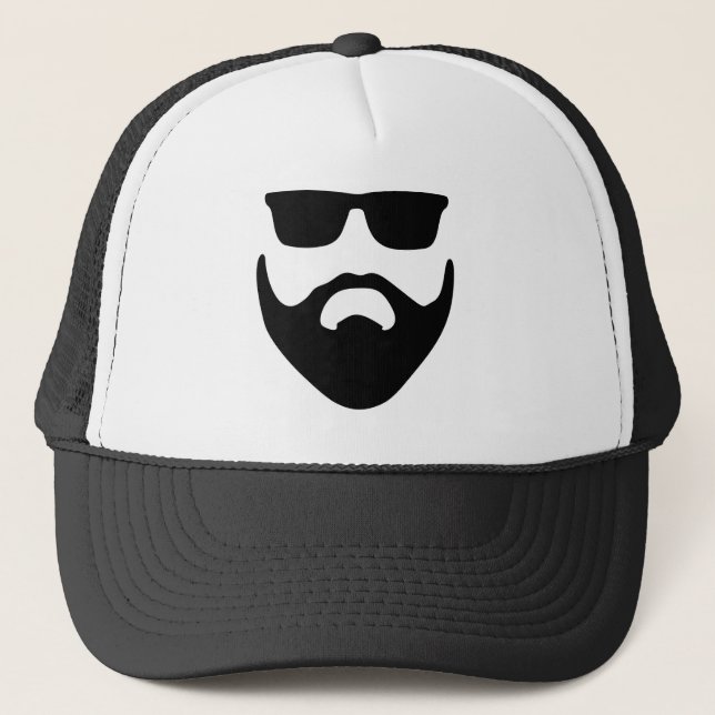 hipster beard and sunglasses trucker hat (Front)