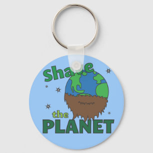 Hipster Bearded Earth Day Shave (Save) The Planet Key Ring