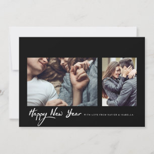 Hipster Black Frame New Year Photo Holiday Card