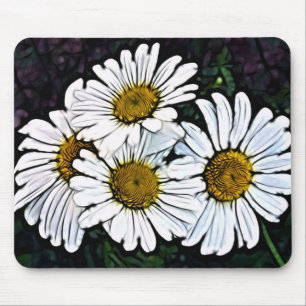 Hipster Bohemian Chic Summer White Daisy Mouse Mat