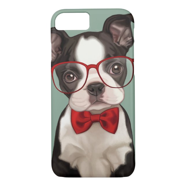 Hipster Boston Terrier Case-Mate iPhone Case (Back)