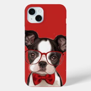 Hipster Boston Terrier Pup iPhone 15 Mini Case