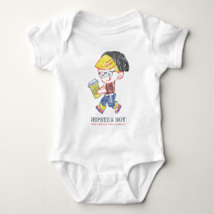 Hipster Boy distressed vintage Parody illustration Baby Bodysuit