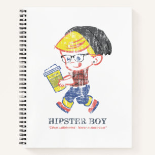 Hipster Boy distressed vintage Parody illustration Notebook