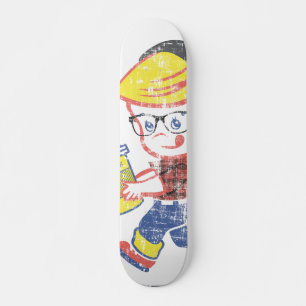 Hipster Boy distressed vintage Parody illustration Skateboard
