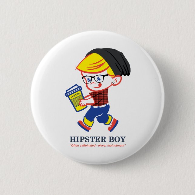 Hipster Boy - Parody illustration 6 Cm Round Badge (Front)
