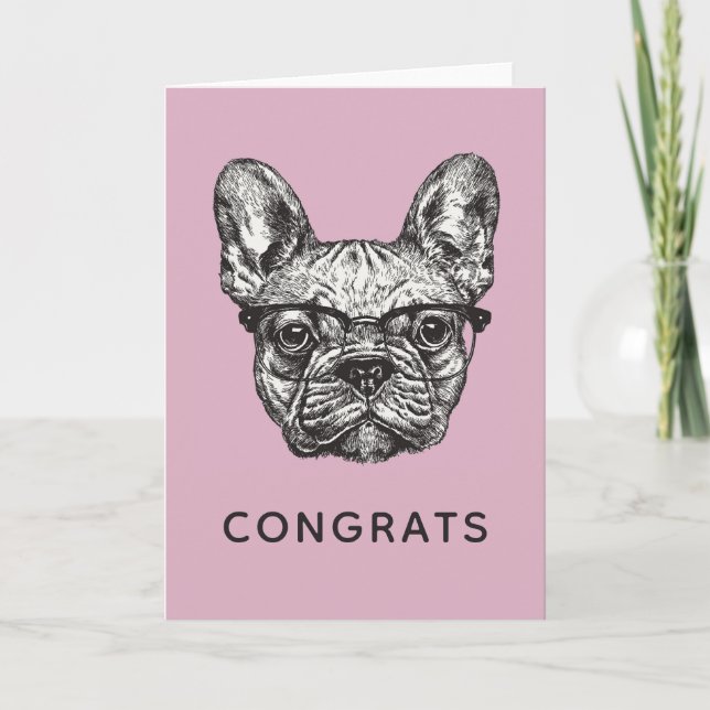Hipster Bulldog | Add Your Text Card (Front)