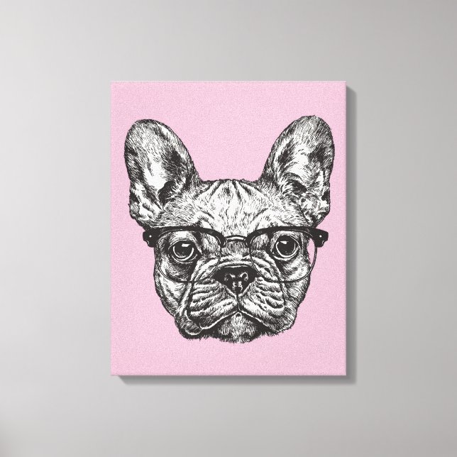 Hipster Bulldog Canvas Print (Front)