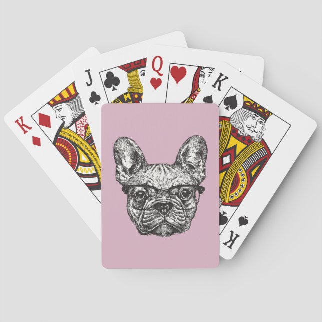 Hipster Bulldog Playing Cards (Back)