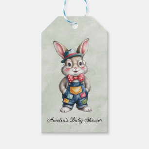Hipster Bunny Boy Baby Shower Thank You Gift Tags