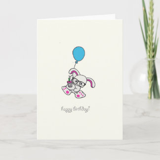 Hipster Bunny Happy Birthday Card