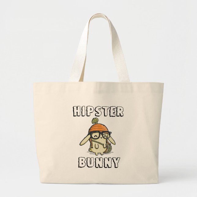 Hipster Bunny Large Tote Bag (Front)