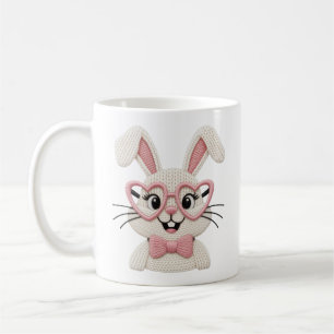 Hipster Bunny Pink Heart Glasses Bow Tie  Coffee Mug